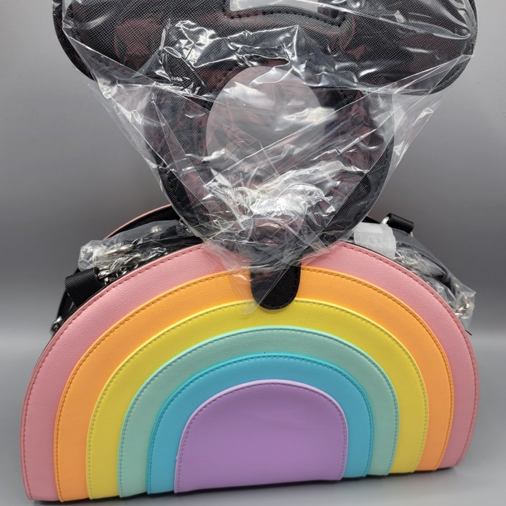 Loungefly x Disney Mickey Mouse Pastel Rainbow Crossbody Bag - Picture 2 of 10